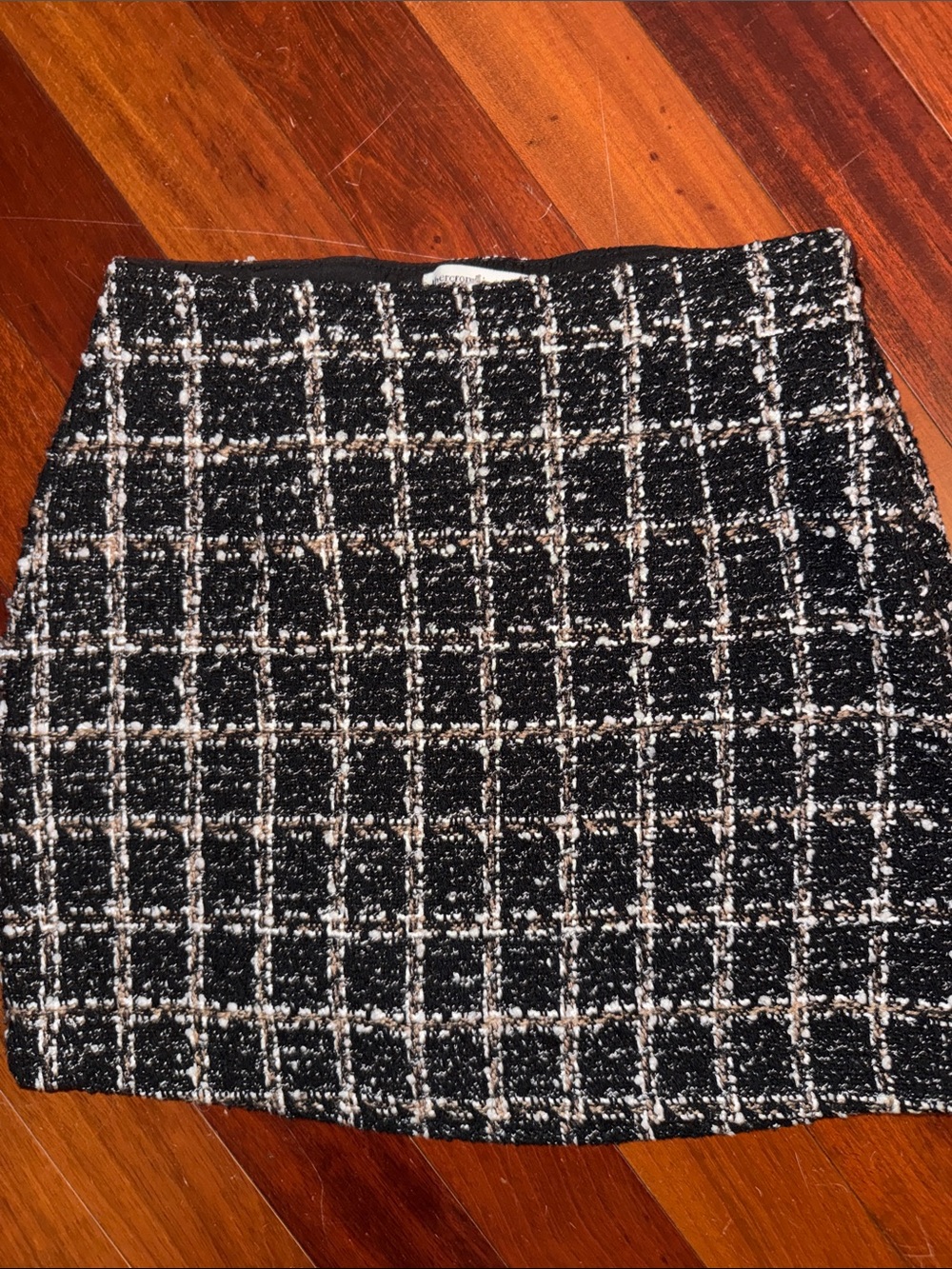 Abercrombie & Fitch Black and White Tweed Grid Mini Skort